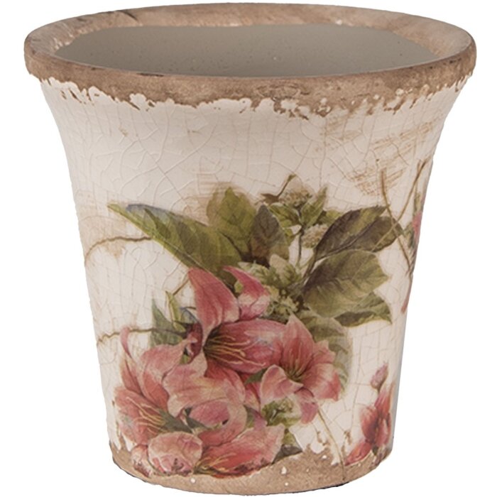 Clayre & Eef 6CE1627S Blumentopf für Innen Beige Rosa 9x8 cm