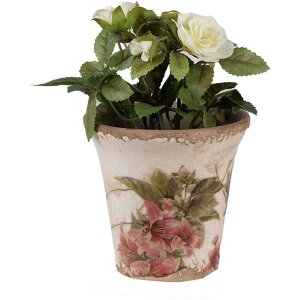 Clayre & Eef 6CE1627S Blumentopf für Innen Beige Rosa 9x8 cm