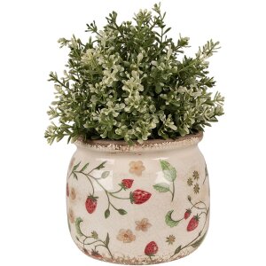 Clayre & Eef 6CE1632M Blumentopf Beige Rot Keramik Ø 16x13 cm