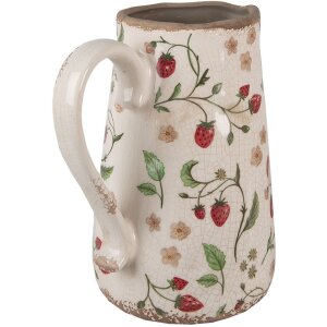 Clayre & Eef 6CE1633L Ulcior decorativ bej roșu ceramică 21x15x23 cm stil rustic