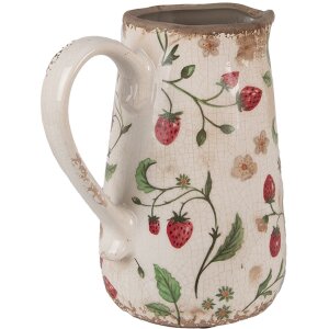 Sticlă decorativă ceramică bej-roșu 17x12x18 cm Clayre & Eef