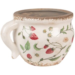 Clayre & Eef 6CE1635 Ghiveci de flori bej roșu ceramică 17x14x12 cm stil rustic