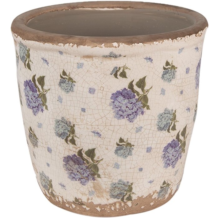 Clayre & Eef 6CE1638M Blumentopf für Innen Beige Blau 14x13 cm