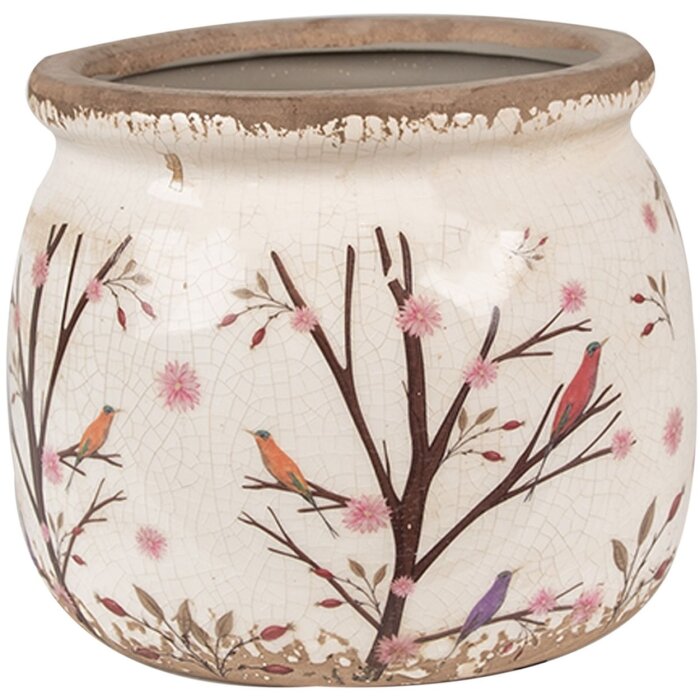 Sticlă ceramică pentru plante interioare, stil rural, bej maro, Ø 16x13 cm