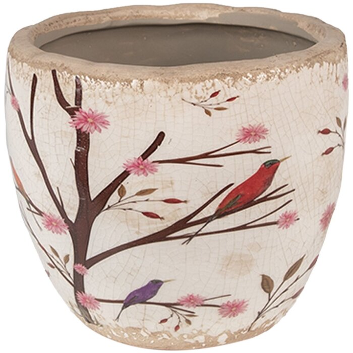 Sticlă ceramică pentru plante interioare Clayre & Eef, bej maro, Ø 13x11 cm