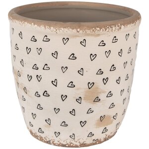 Clayre & Eef 6CE1652L Blumentopf Beige Schwarz 16x16...