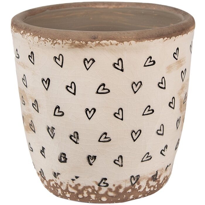 Sticlă ceramică pentru plante interioare Clayre & Eef, bej-negru, Ø13x12 cm