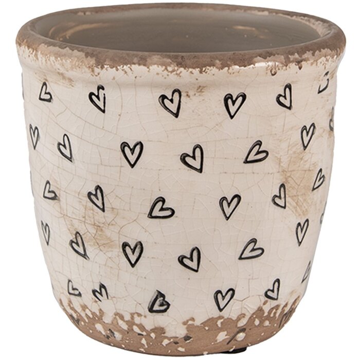 Clayre & Eef 6CE1652XS Blumentopf Beige Schwarz 11x11 cm