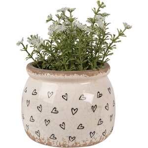 Clayre & Eef 6CE1653S Blumentopf Beige Schwarz 12x10 cm für Innen