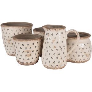 Crug decorativ Clayre & Eef, bej-negru, 16x12x18 cm