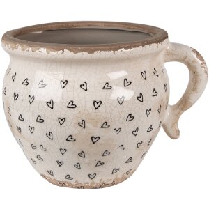 Clayre & Eef 6CE1655M Blumentopf Beige Schwarz...