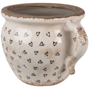 Clayre & Eef 6CE1655M Blumentopf Beige Schwarz 17x14x12 cm