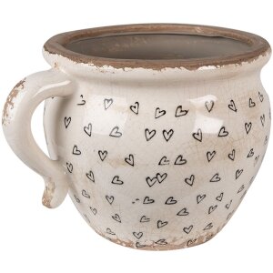 Clayre & Eef 6CE1655M Blumentopf Beige Schwarz 17x14x12 cm