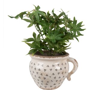 Clayre & Eef 6CE1655M Blumentopf Beige Schwarz 17x14x12 cm