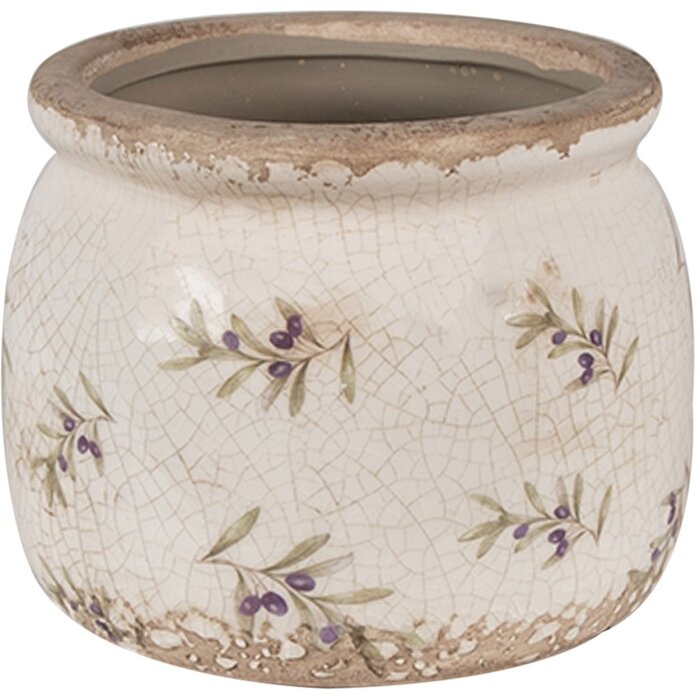Clayre & Eef 6CE1670S Blumentopf für Innen Beige Ø 12x10 cm