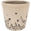 Vază pentru flori Clayre & Eef, stil landhouse, bej-negru, Ø 15x14 cm