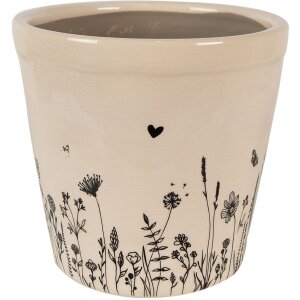 Clayre & Eef 6CEFAF0001XL Blumentopf Beige, Schwarz...