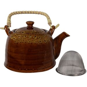 Clayre & Eef 6CETE0136 Teekanne Braun Ø 14x12 cm 750 ml