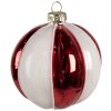 Kuglă de Crăciun Clayre & Eef roșu-albă, Ø 8 cm, din sticlă