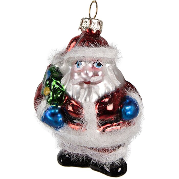 Pendul de Crăciun Clayre & Eef roșu și alb, 5x4x8 cm