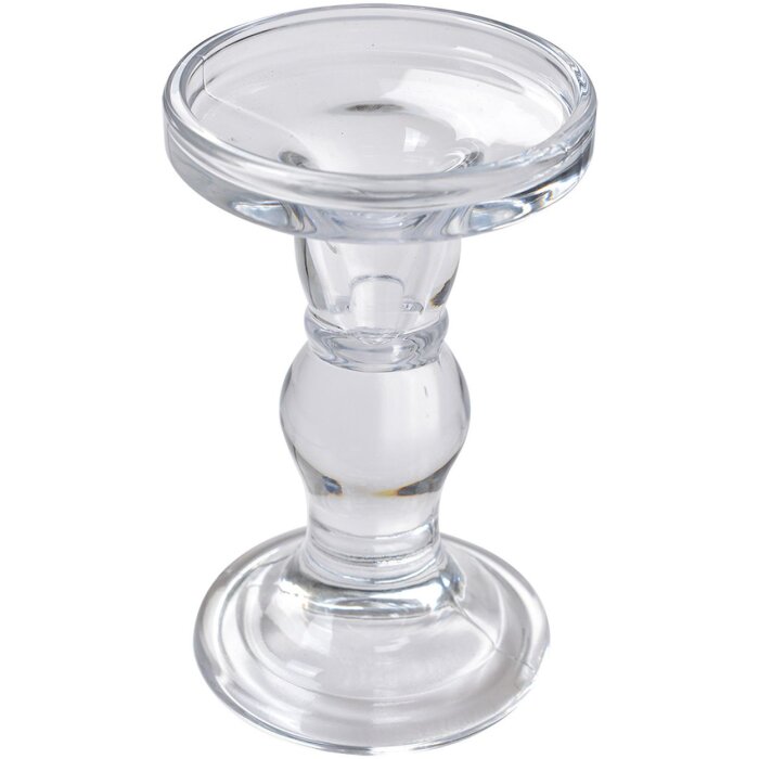 Stâlp pentru lumânări Clayre & Eef Krone Transparent Ø 8x14 cm