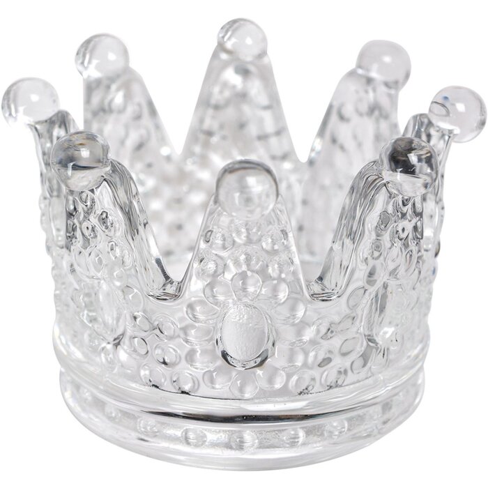 Clayre & Eef 6GL4430 Glas Kerzenhalter Krone Transparent Ø 7x5 cm