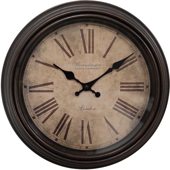 Ceas de perete Clayre & Eef 6KL0808, maro, Ø 29x5 cm, cu baterie AA