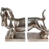 Clayre & Eef 6PR3861 Buchstütze 2er Set Hund Silberfarbig 36x12x19 cm