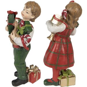 Clayre & Eef 6PR3920 Dekoration Kinder Rot Grün 7x6x13 7x5x13 cm 2 Stück