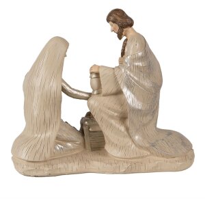 Clayre & Eef 6PR3930 Weihnachtsdeko Standbild Weihnachtsgruppe Beige 27x13x23 cm