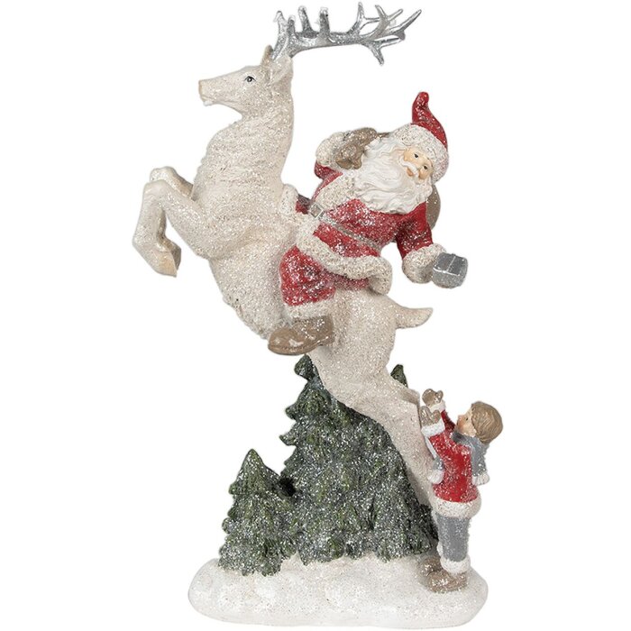 Clayre & Eef 6PR3956 Weihnachtsdeko Standbild Weihnachtsmann Rot Weiß 19x33 cm