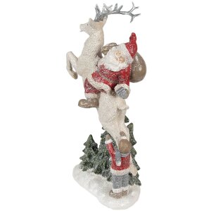 Clayre & Eef 6PR3956 Weihnachtsdeko Standbild Weihnachtsmann Rot Weiß 19x33 cm