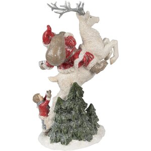 Clayre & Eef 6PR3956 Weihnachtsdeko Standbild Weihnachtsmann Rot Weiß 19x33 cm