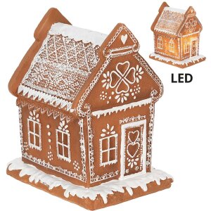 Clayre & Eef 6PR3975 Casă decorativă cu LED maro...