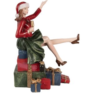 Clayre & Eef 6PR3982 Deko Frau Rot Grün 15x10x18 cm