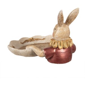 Clayre & Eef 6PR4923 Dekoration Kaninchen mit Schale Goldfarbig Beige 22x21x15 cm