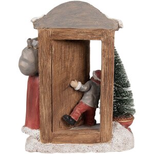 Clayre & Eef 6PR4945 Weihnachtsdeko Weihnachtsmann LED Rot Braun 18x8x22 cm