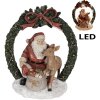 Clayre & Eef 6PR4959 Weihnachtsdeko Standbild Weihnachtsmann mit LED Rot Grün 19x12x23 cm