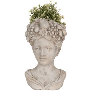 Clayre & Eef 6TE0492 Ghiveci de flori de interior gri 22x21x35 cm Cap de femeie