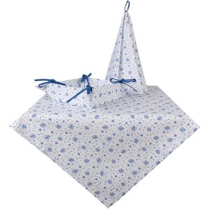 Clayre & Eef BRB48 Geschirrtuch Weiß Blau Ø 80 cm Baumwolle Vintage-Stil
