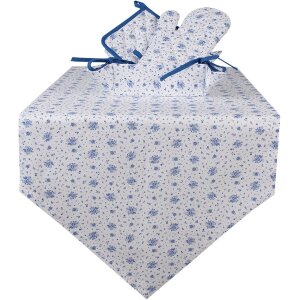 Clayre & Eef BRB65 Tischläufer Beige Blau 50x160 cm