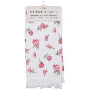 Clayre & Eef CT029 Gästentuch Weiß Rosa 40x66 cm
