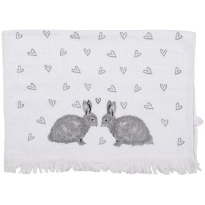 Clayre & Eef CTBSL2 Gästetuch Weiß Grau...