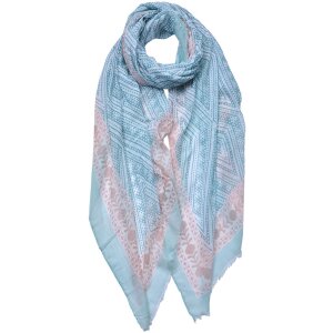 Juleeze JZSC0692BL Schal Damen Muster Blau 90x180 cm