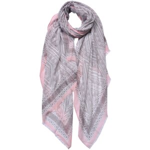 Juleeze JZSC0692G Schal Damen Muster Rosa Grau 90x180 cm