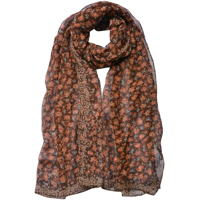 Șal elegant pentru doamne Juleeze JZSC0722CH, model brun-roșu, 50x160 cm