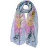 Șal pentru dame Juleeze JZSC0724G, model floral gri roz, 50x160 cm