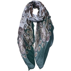 Juleeze JZSC0754GR Schal Damen Muster Grün 90x180 cm
