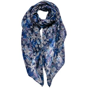 Juleeze JZSC0765BL Schal Damen Muster Blau 90x180 cm