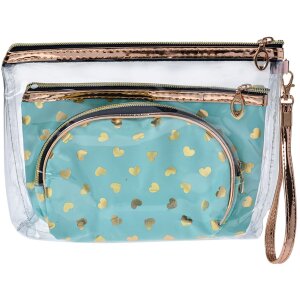 Juleeze JZSET0001GR Kulturtasche Damen Grün 3er Set...